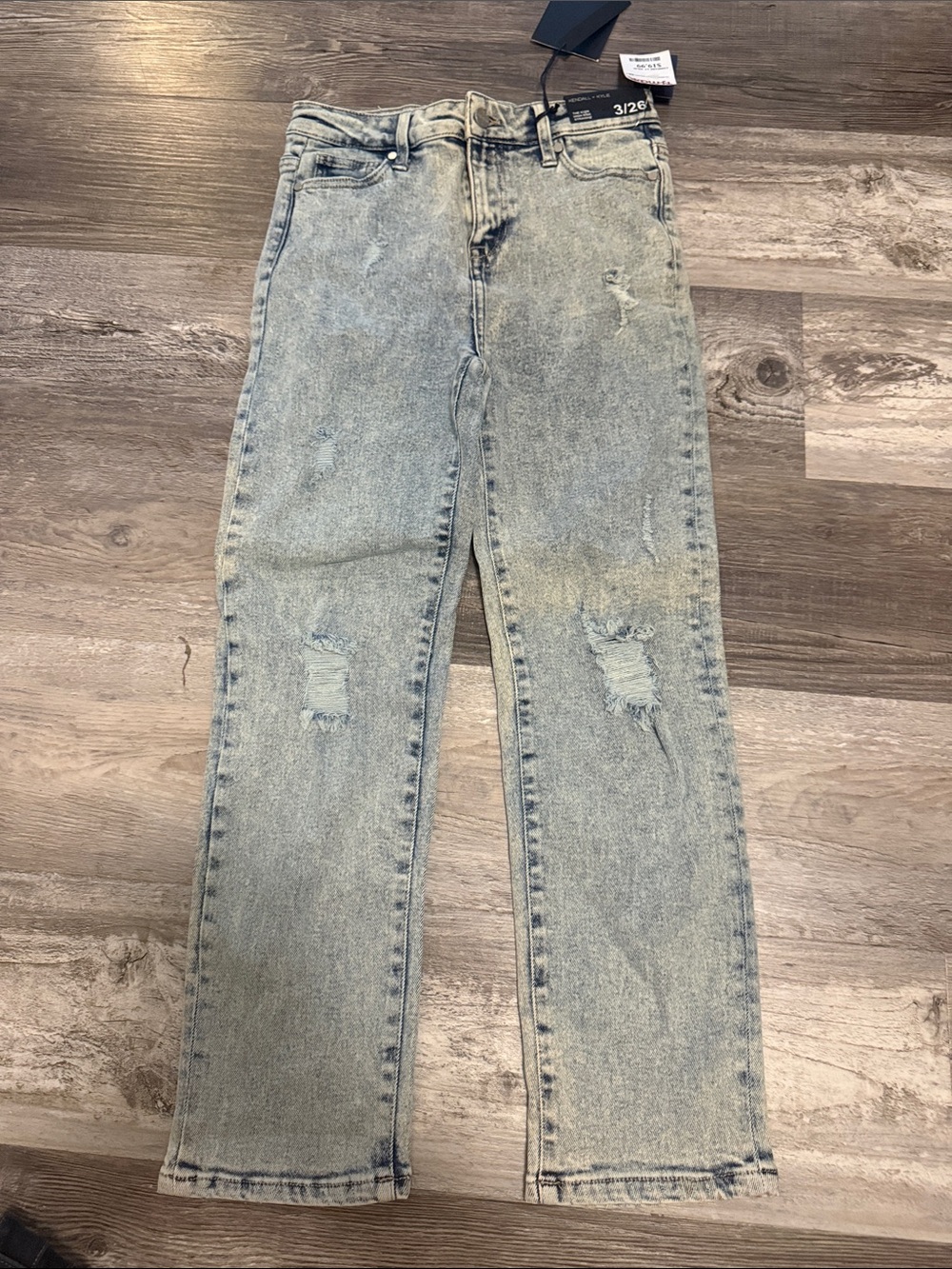 Light Blue Distressed Jeans - Classic Straight Fit